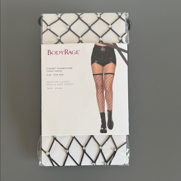 Body Rage Fishnet Rhinestone Thigh Highs - One Size - Picture 2 of 6